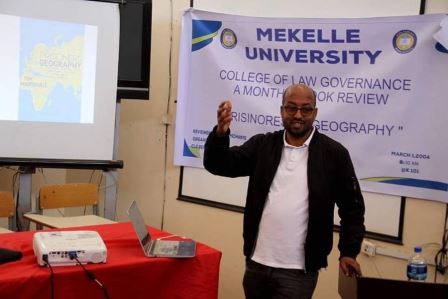 MU College of Law and Governance Research and Community Engagement Council organized a monthly book review on the book &quot;Prisoners of Geography &quot; written by Tim Marshall on march 1/2024 at Adi-haki campus.